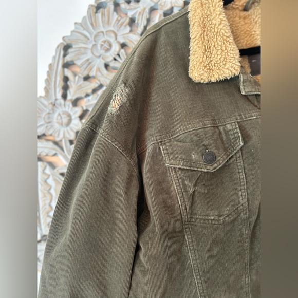 Zara Man Khaki Corduroy Sherpa Jacket Size Large Winter Or Fall Outerwear - Picture 10 of 12